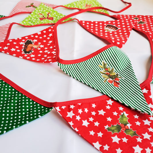 Artstickly Wimpelkette, Stoffgirlande 3 m aus Baumwolle mit Weihnachtsmotiven