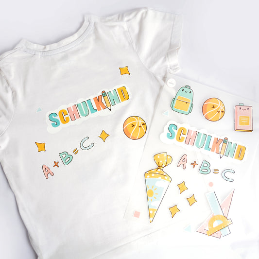 ArtStickly Bügelbilder Schulkind A4-Set für Kinder, Jungs, Mädchen
