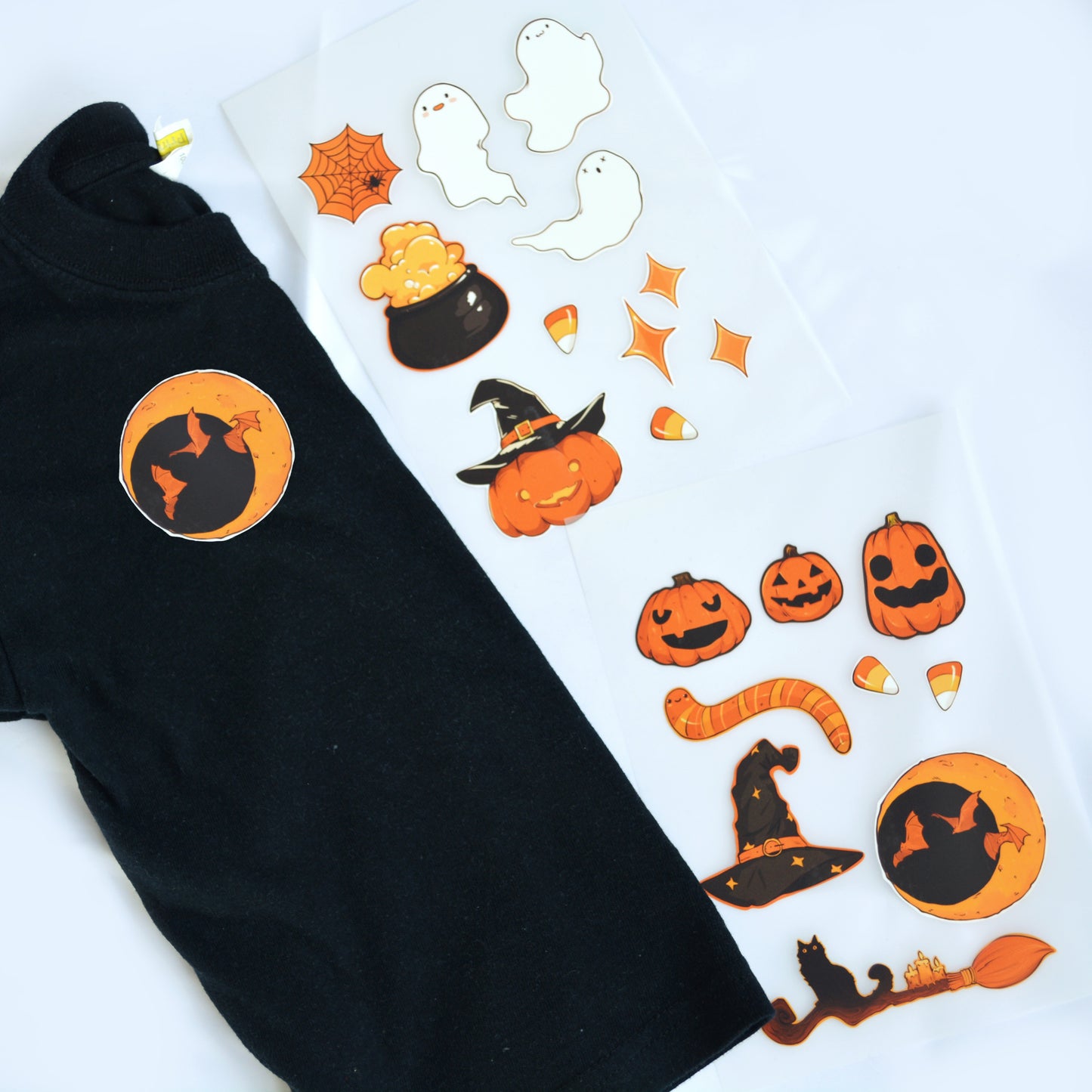 Artstickly Halloween Iron-On Patch Set for Textiles, 2 Sheets DIN A5 for Ironing | Decorate T-Shirts, Jeans, Hoodies | Large and Small Patches for Kids, Families, and Adults