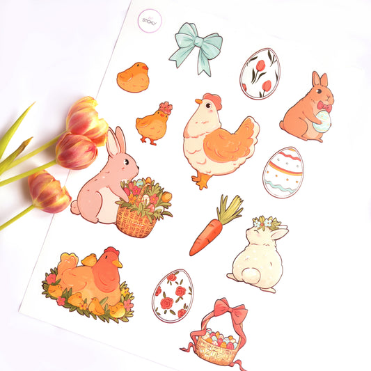 Artstickly Fensterbilder Ostern A4-Set mit Hühnern, Küken, Osterhasen, Ostereiern
