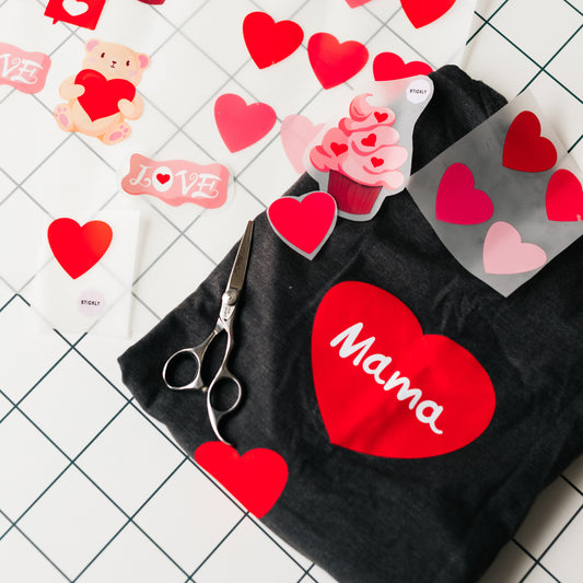 Bügelbilder Mama, Papa, Mini Herzen, A4-Set für Kinder, Erwachsene