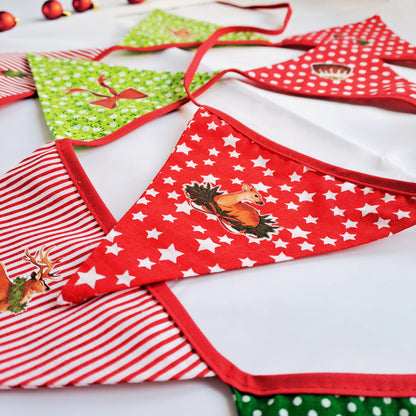 Artstickly Wimpelkette, Stoffgirlande 3 m aus Baumwolle mit Weihnachtsmotiven