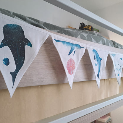 Artstickly cotton bunting with nautical design, 3m fabric garland | Nursery, baby room decoration | Gift idea for babies, children, newborns