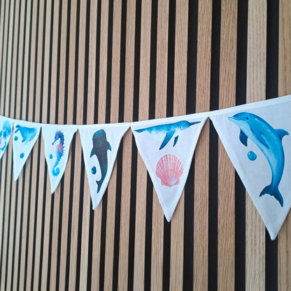 Artstickly cotton bunting with nautical design, 3m fabric garland | Nursery, baby room decoration | Gift idea for babies, children, newborns