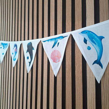 Artstickly cotton bunting with nautical design, 3m fabric garland | Nursery, baby room decoration | Gift idea for babies, children, newborns