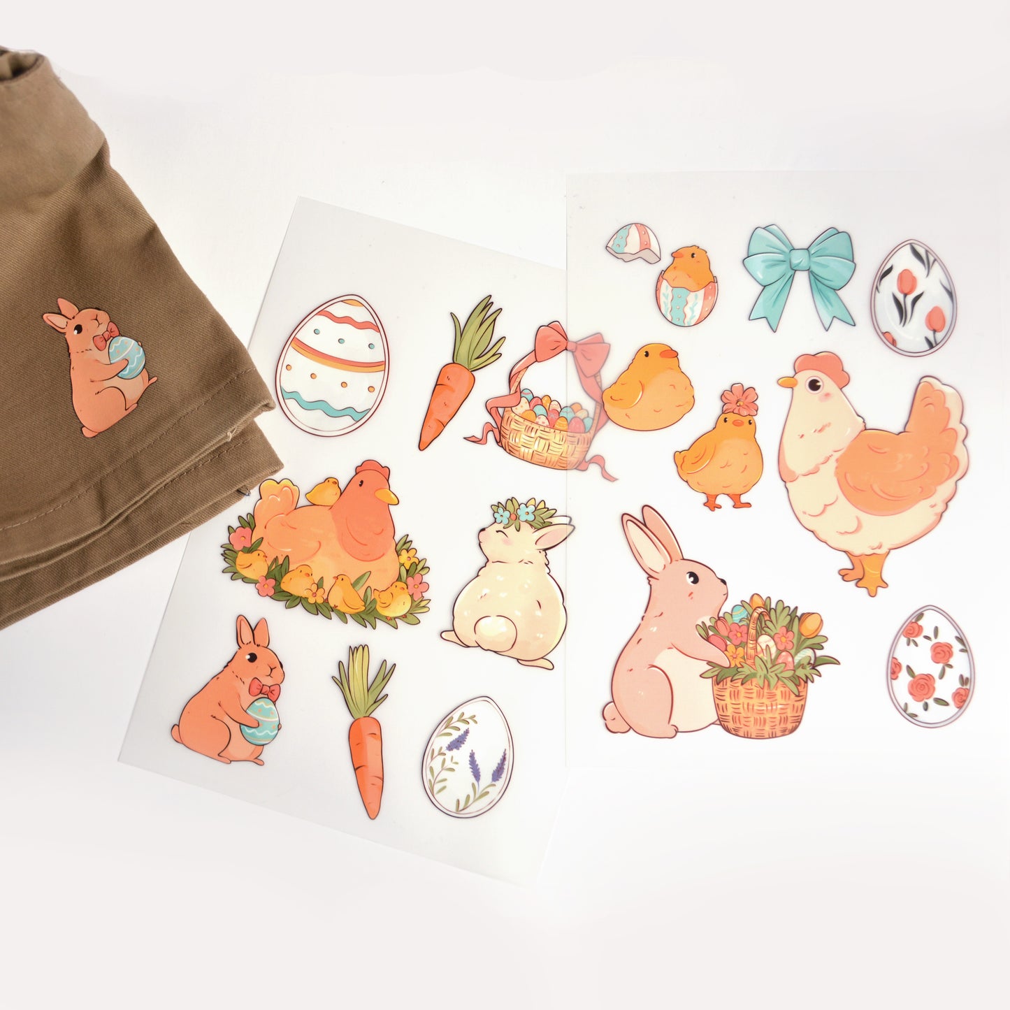 Artstickly Bügelbilder frohe Ostern, Osterhase, Ostereier, Hühner A5-Set, 2 Bögen für Kinder, Babys