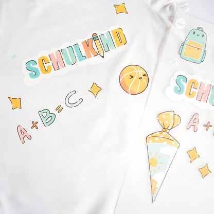 ArtStickly Bügelbilder Schulkind A4-Set für Kinder, Jungs, Mädchen
