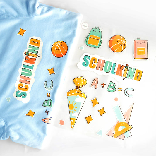 ArtStickly Bügelbilder Schulkind A4-Set für Kinder, Jungs, Mädchen