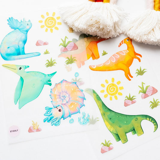 Artstickly Bügelbilder Dino A5-Set für Textilien, 2 Bögen für Kinder Babys