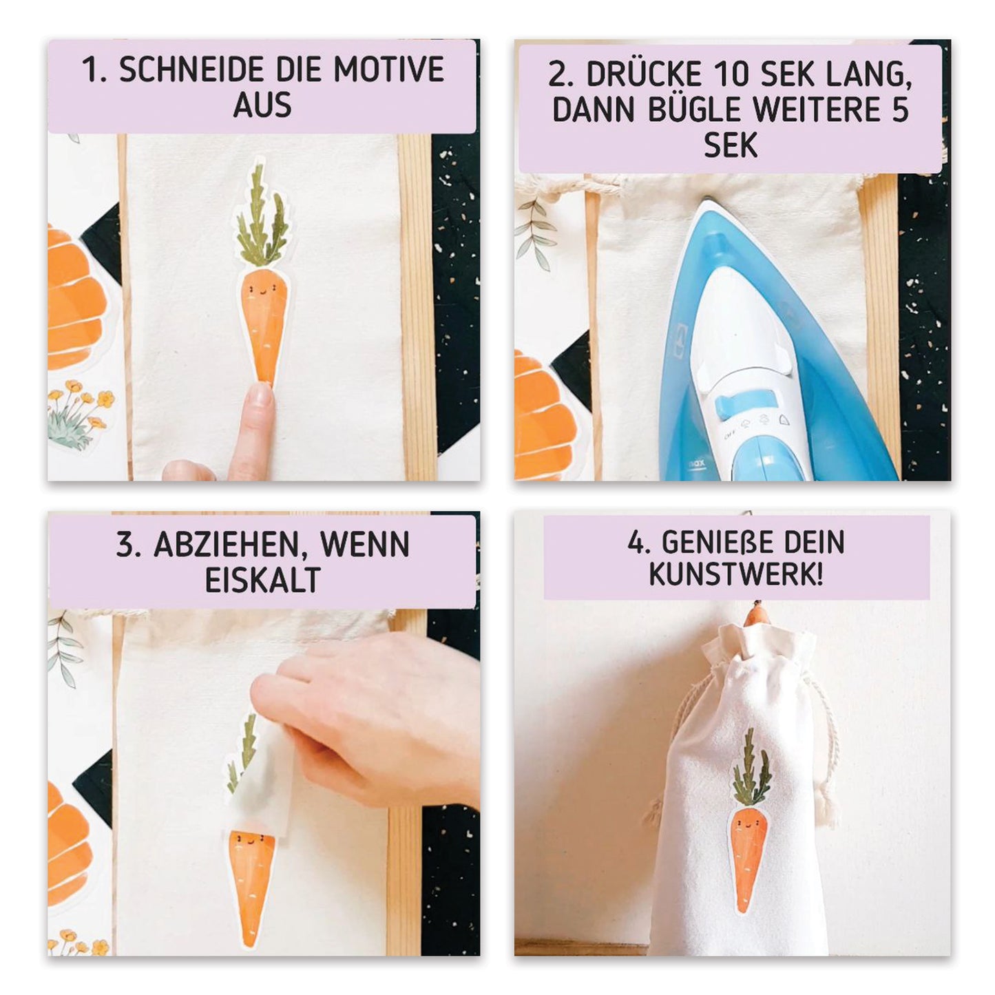 Artstickly Bügelbilder Gemüse A5-Set, 2 Bögen für Kinder, Babys