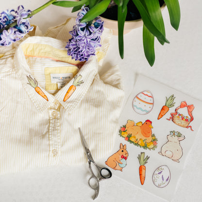 Artstickly Bügelbilder frohe Ostern, Osterhase, Ostereier, Hühner A5-Set, 2 Bögen für Kinder, Babys