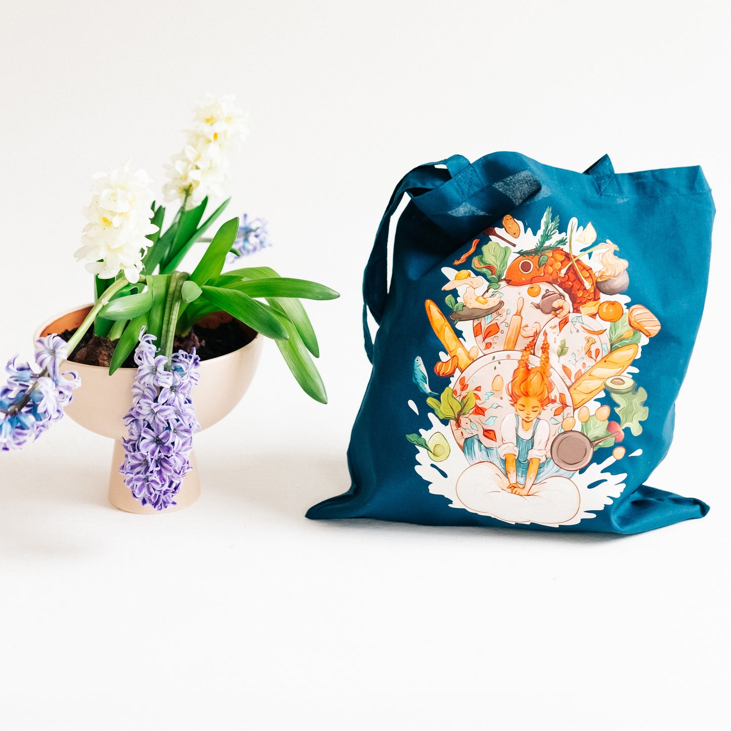 Artstickly Canvas Tasche, Beutel aus Baumwolle Kochspaß in schwarz oder blau