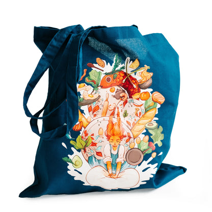 Artstickly Canvas Tasche, Beutel aus Baumwolle Kochspaß in schwarz oder blau